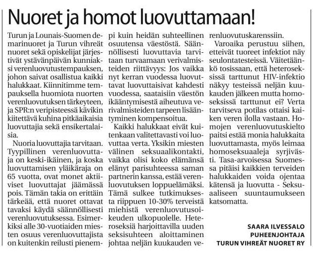 Mielipidekirjoitus Turkulaisessa 23.2.2011